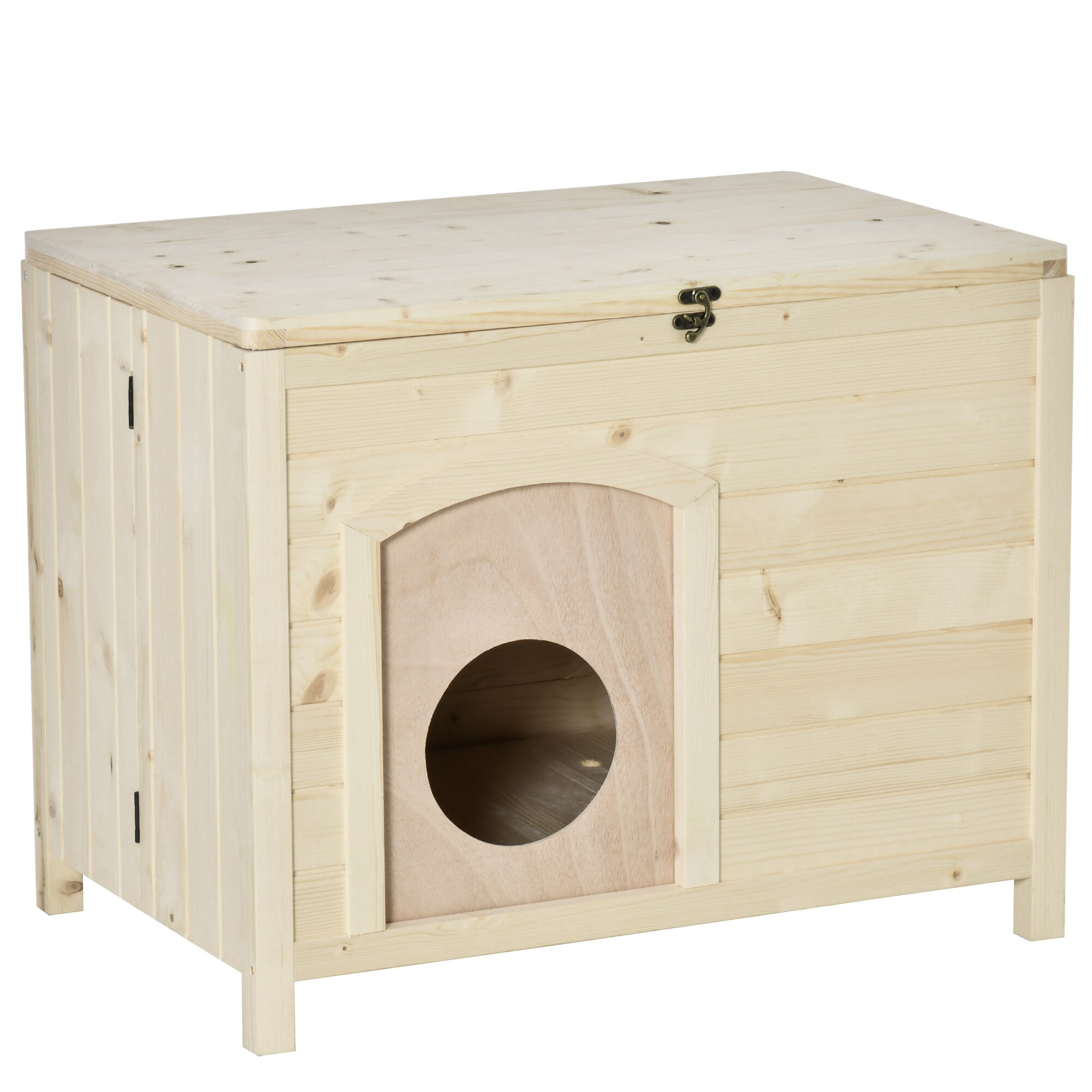 PawHut Tierhaus Faltbares Design, Natürliches Holz Natur 78 x 51 x 62 cm (LxBxH)