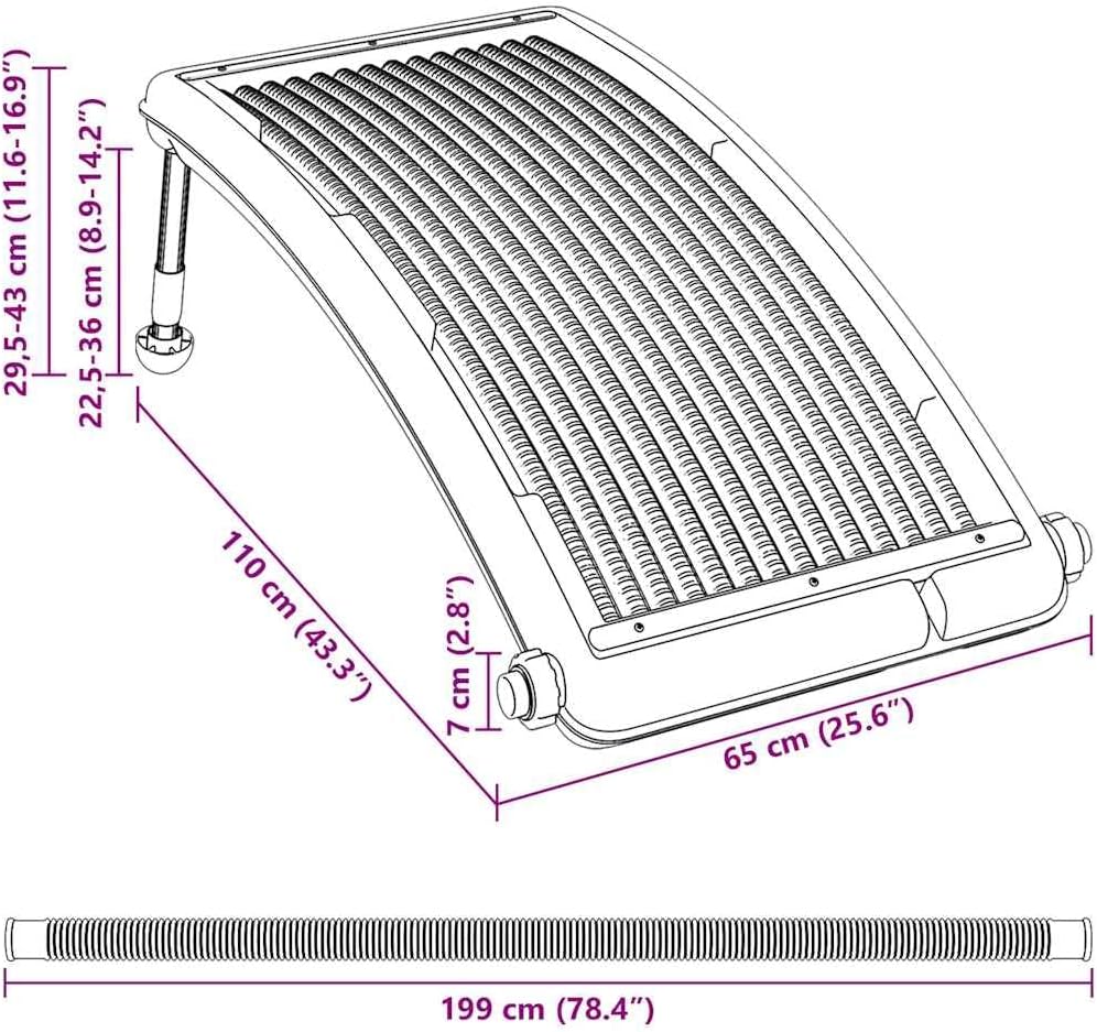 vidaXL 2X Solar-Heizung für Pool Gebogen Poolheizung Solarheizung Swiming Pool Solarkollektor Schwimmbad Heizung Solarmodul 110x65cm