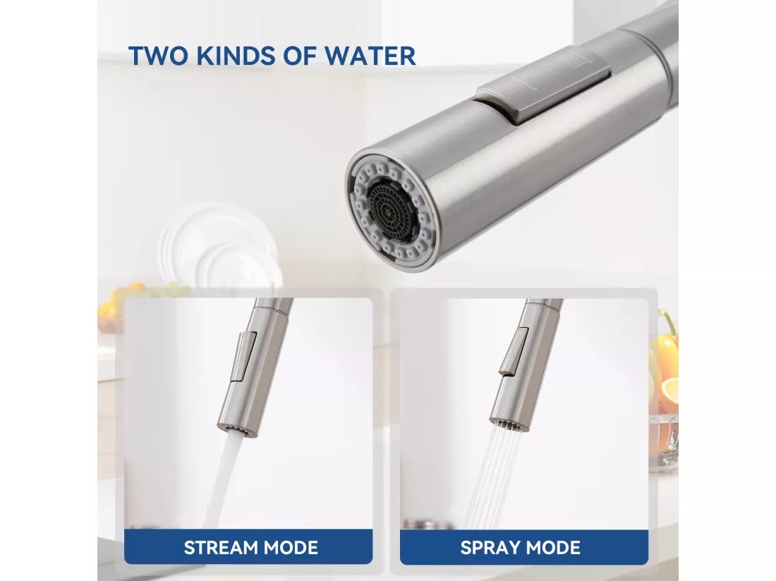 Mitigeur de Cuisine avec Douchette Extensible Rotatif à 360° 2 Modes de Pulvérisation Chaude/Froide Robinetterie Évier Acier Inoxydable-Brossé