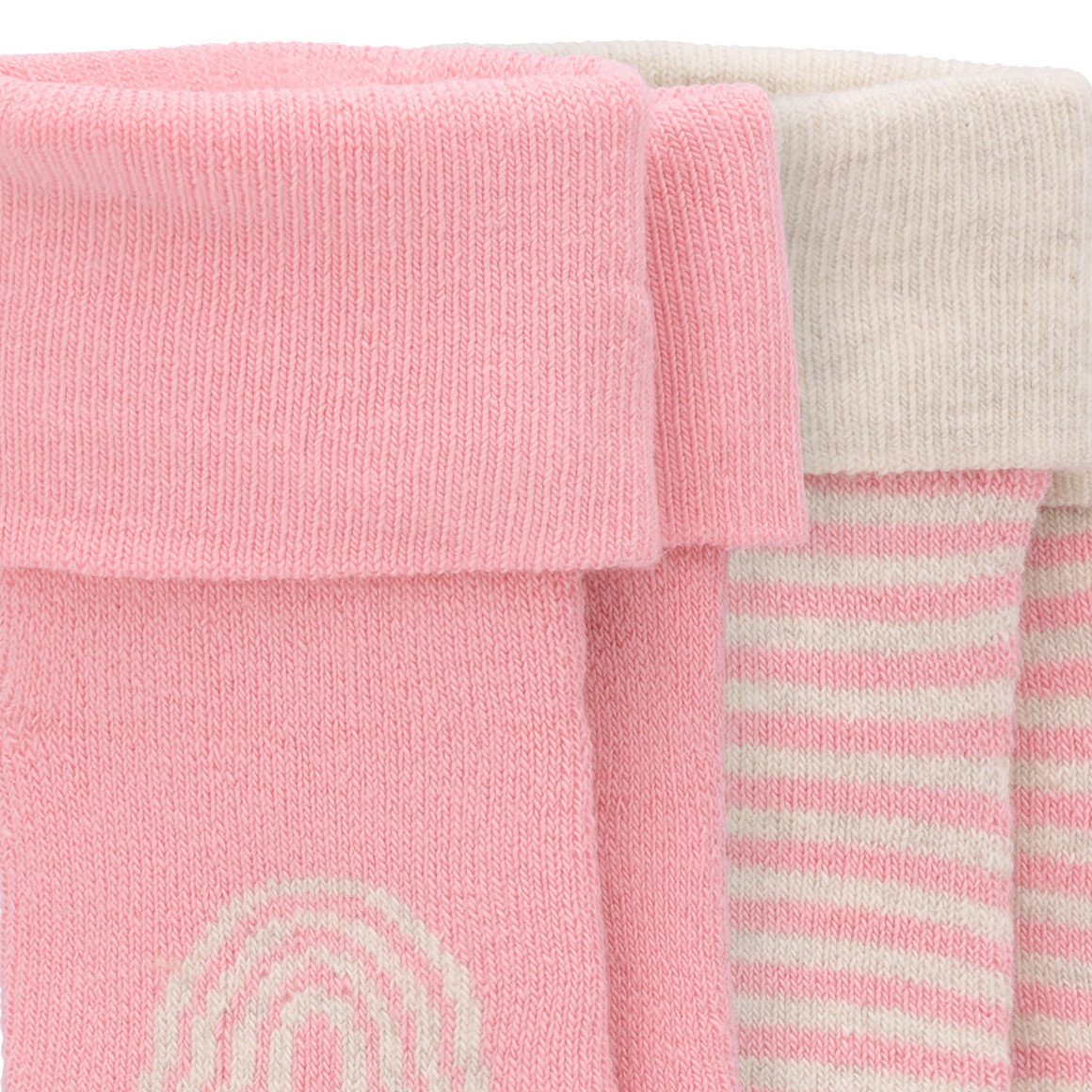 Topomini 2 Paar Newborn Socken mit Frottee rosa / hellbeige