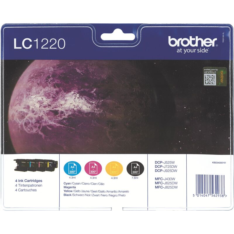 Brother LC1220 Pack cartouche de 4 couleurs pour imprimante jet d'encre
