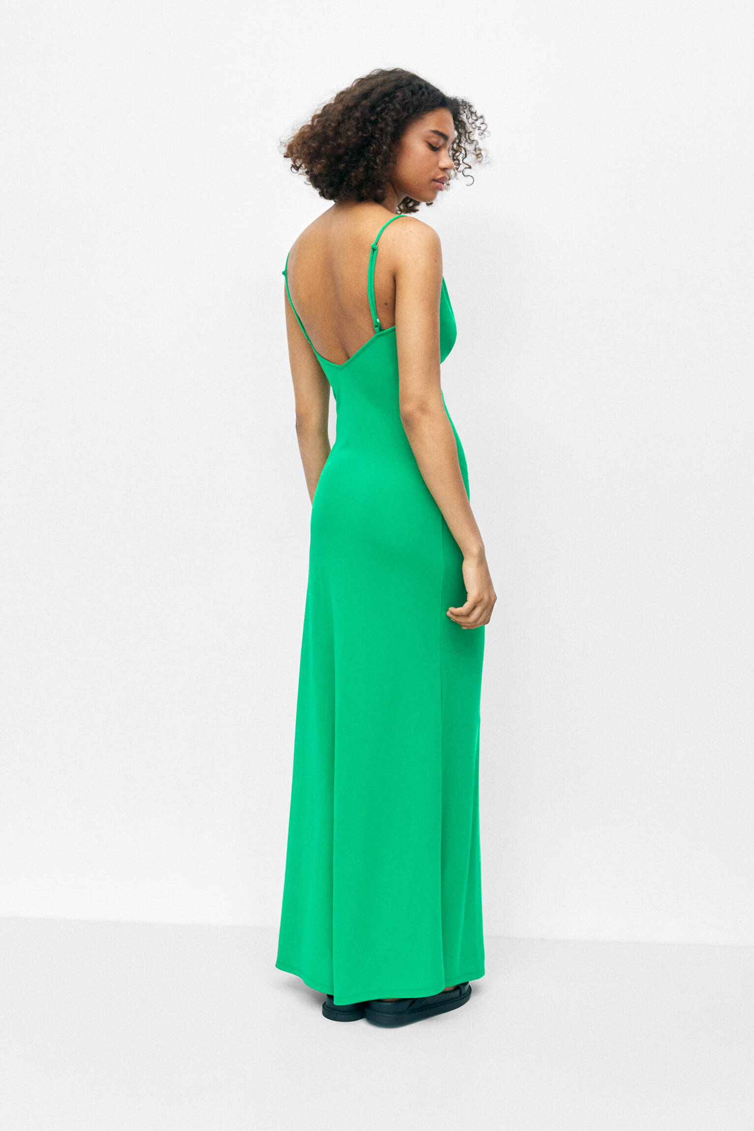 VESTIDO LONGO DRAPEADO - VERDE
