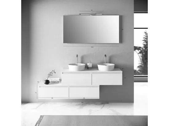 Ensemble de salle de bain double vasque 8 pièces ASTRA chêne miel