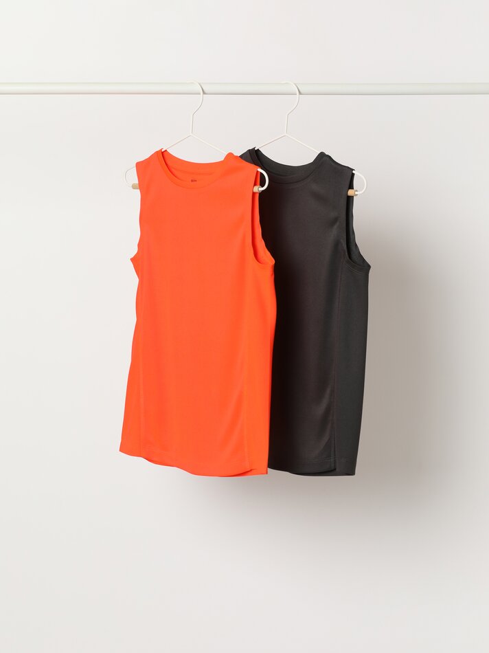 Pacote com 2 camisetas esportivas sem mangas - Laranja Vigore