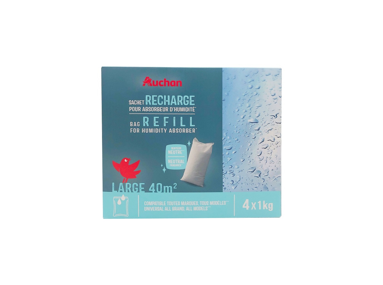 RECARGA PARA DESUMIDIFICADOR AUCHAN NEUTRO 4X1KG