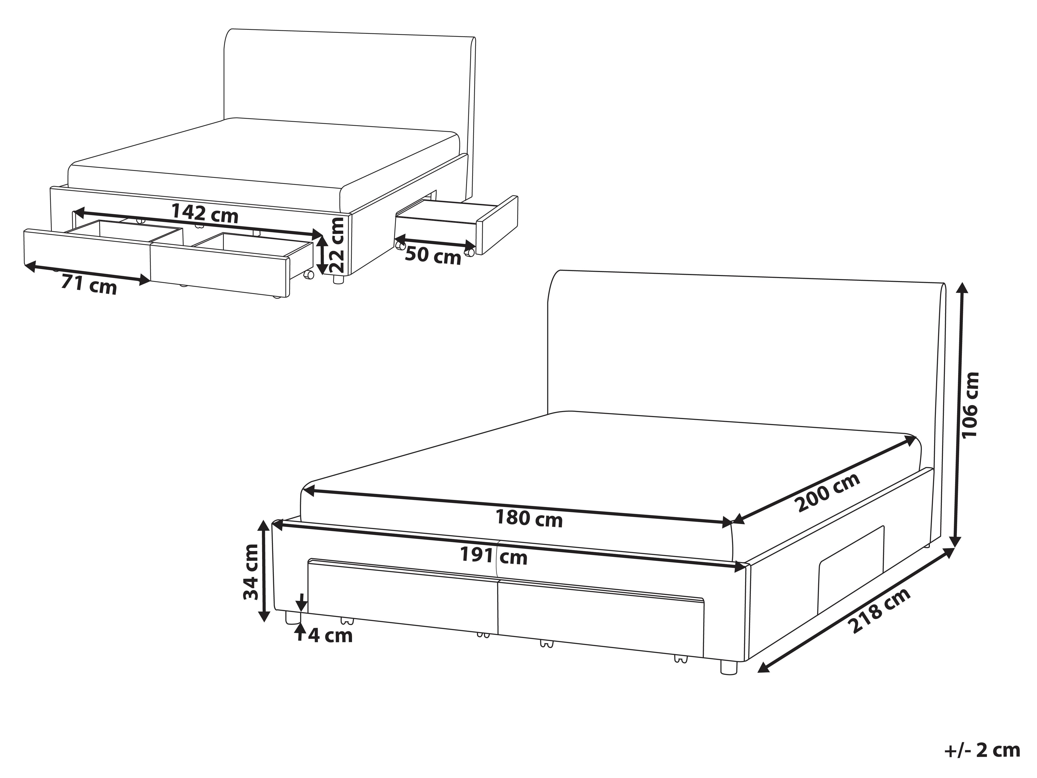 Bed met opbergladen Stof SOUTRIN 180 x 200 cm Beige