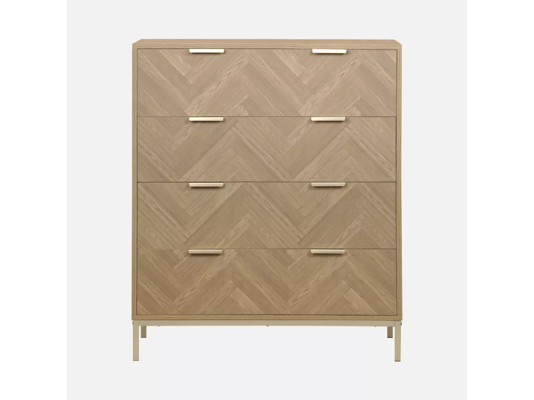 Commode Budapest. quatre tiroirs. décor chevrons L 80 x l 40 x H 95cm