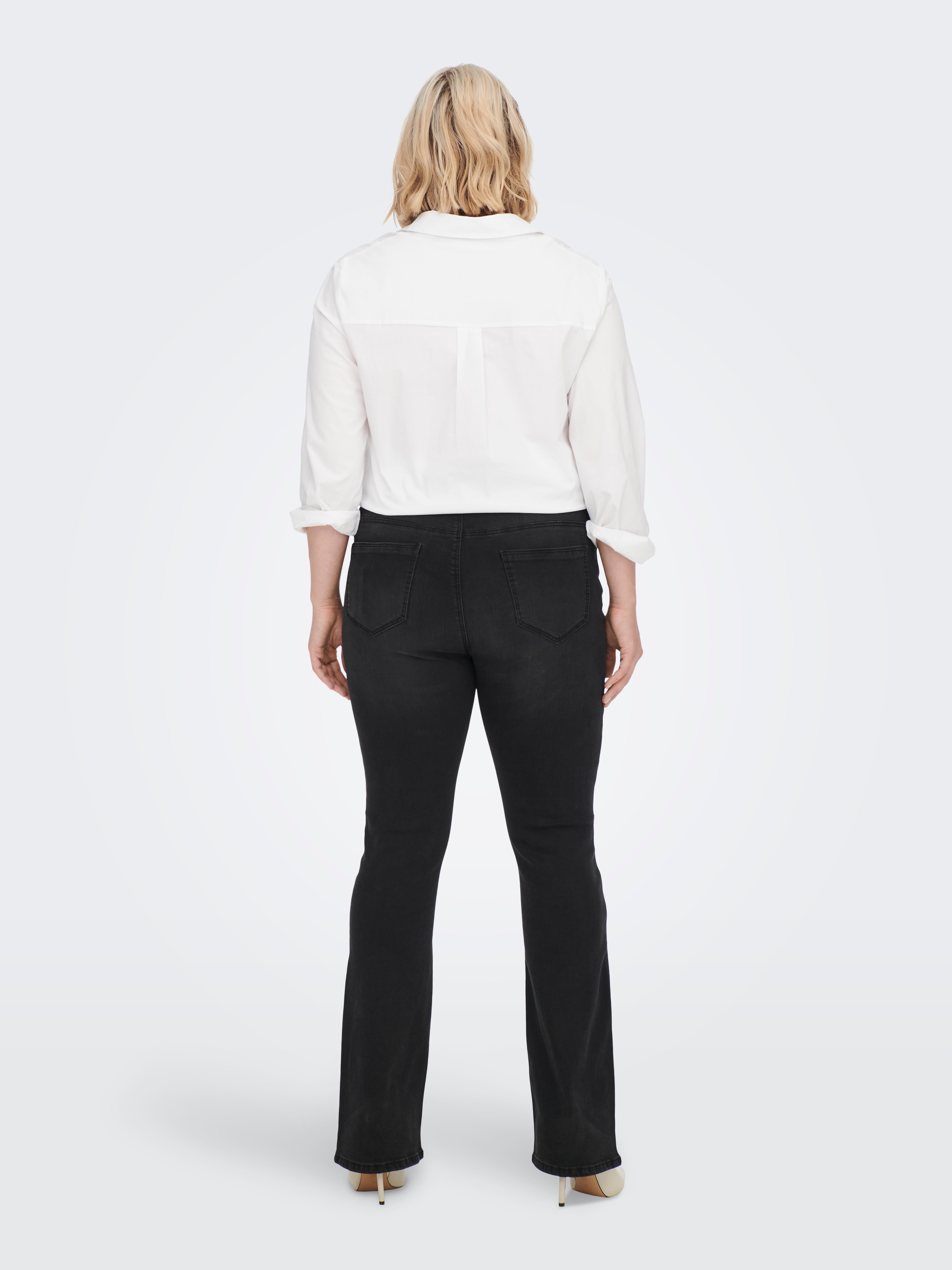 CARSALLY Hohe Taille Ausgestellt Jeans Washed Black