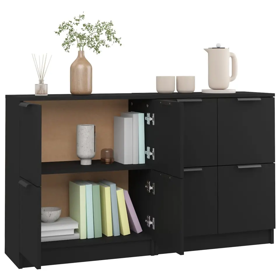 vidaXL - Dressoir - Zwart - Bewerkt hout - 2 stuks