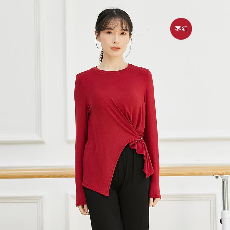 Cossita - Lange mouwen ronde hals effen asymmetrisch dans T-shirt