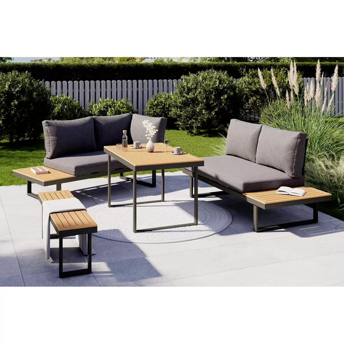 Beldano Loungegarnitur Montreal 4-teilig anthrazit,braun,grau