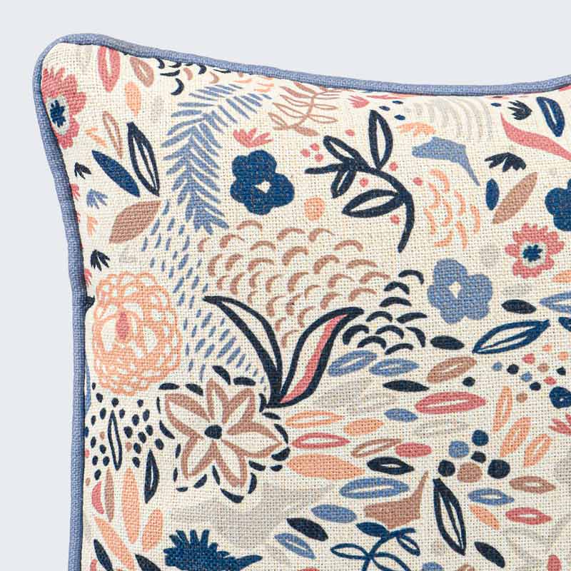 Coussin décoratif imprimé 'Ivy' bleu