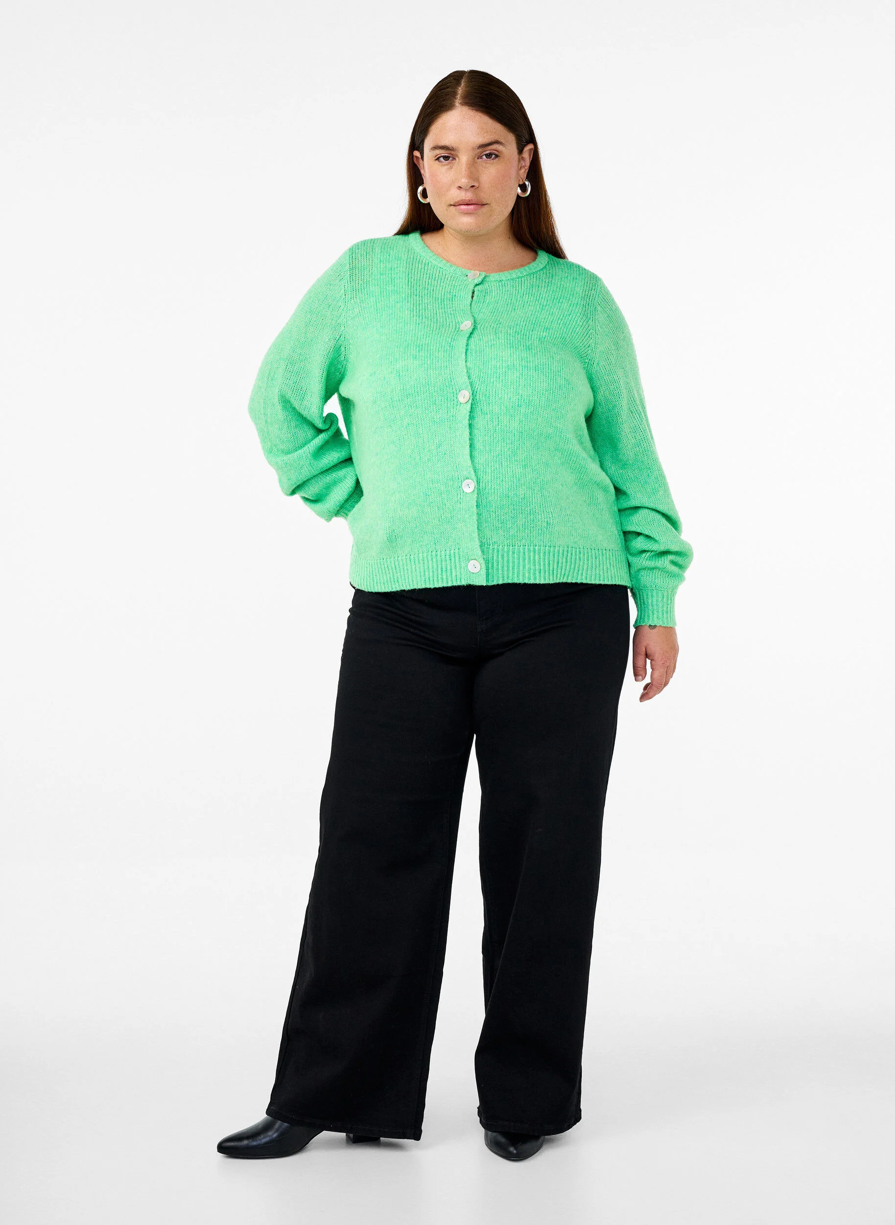 Strikcardigan med uld og knapper
