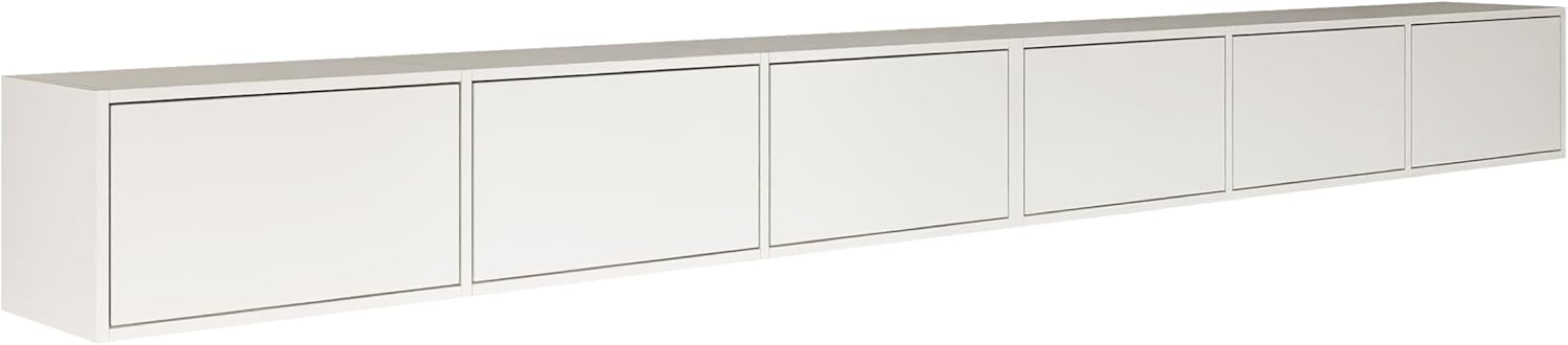 Selsey TV Lowboard Hängend Weiß 300 cm Minimalistisches Design mit Push-to-Open 16 mm Laminierte Spanplatten 6 Klappen Platzsparend Ideal für Wohnzimmer Matte Oberfläche Made in Europa