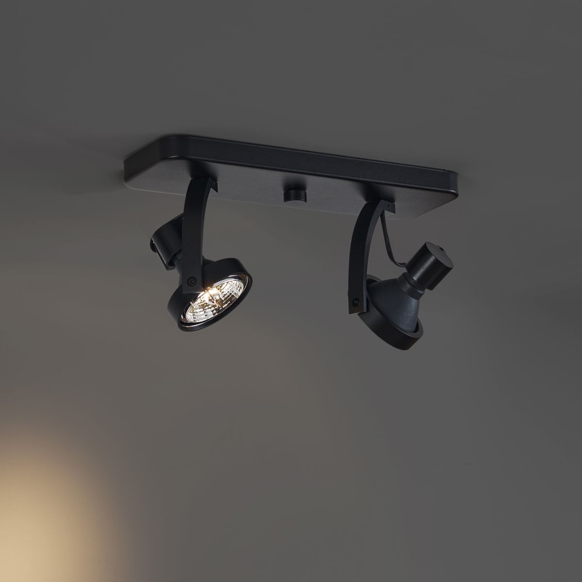 Design plafondspot zwart GU10 70mm 2-lichts draai- en kantelbaar - Vo