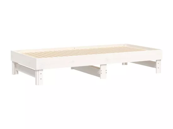 Lit coulissant Blanc 2x(75x190) cm Bois de pin massif
