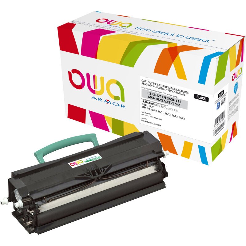 Toner remanufacturé OWA - haute capacité - Noir - pour LEXMARK E352H21E, E352H11E, DELL 593-10237, IBM 39V1641