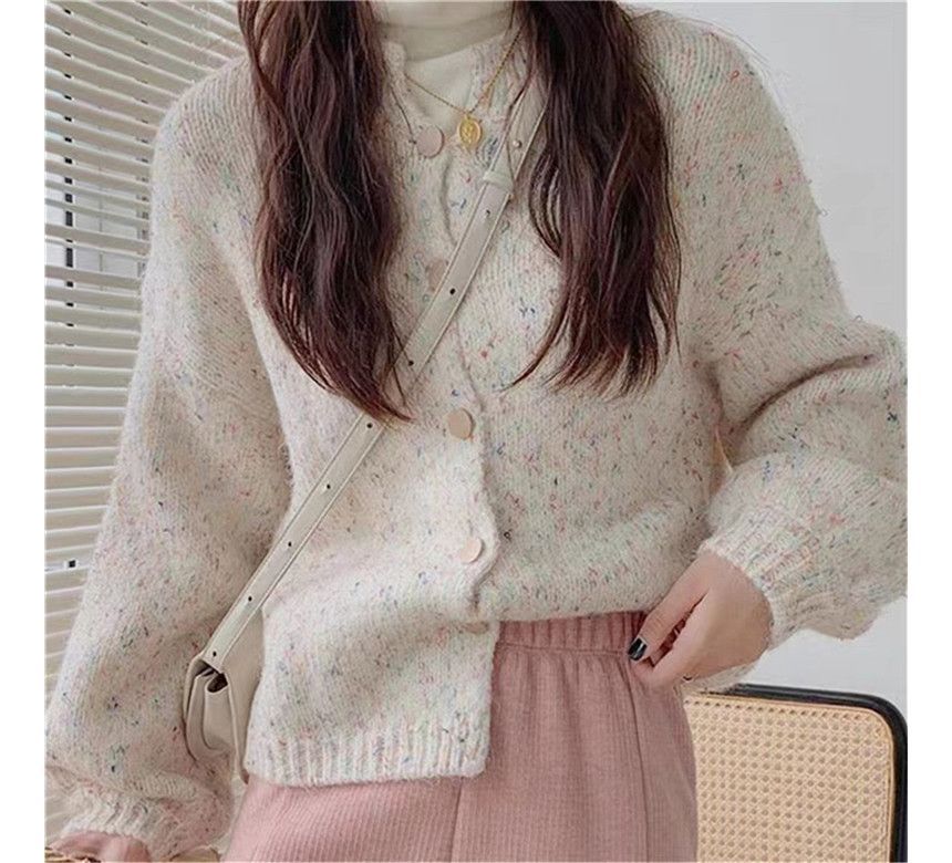 Rred - Melange Cardigan met ronde hals
