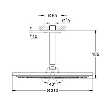 Grohe douchekop Rainshower Cosmopolitan hoofddouche plafond 1 stand ø 31 cm hard graphite