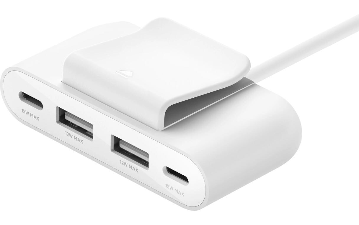 USB-Hub 4-Port USB Charge WeissSchnellladefähiger Hub mit zwei USB-C und zwei USB-A-Ports