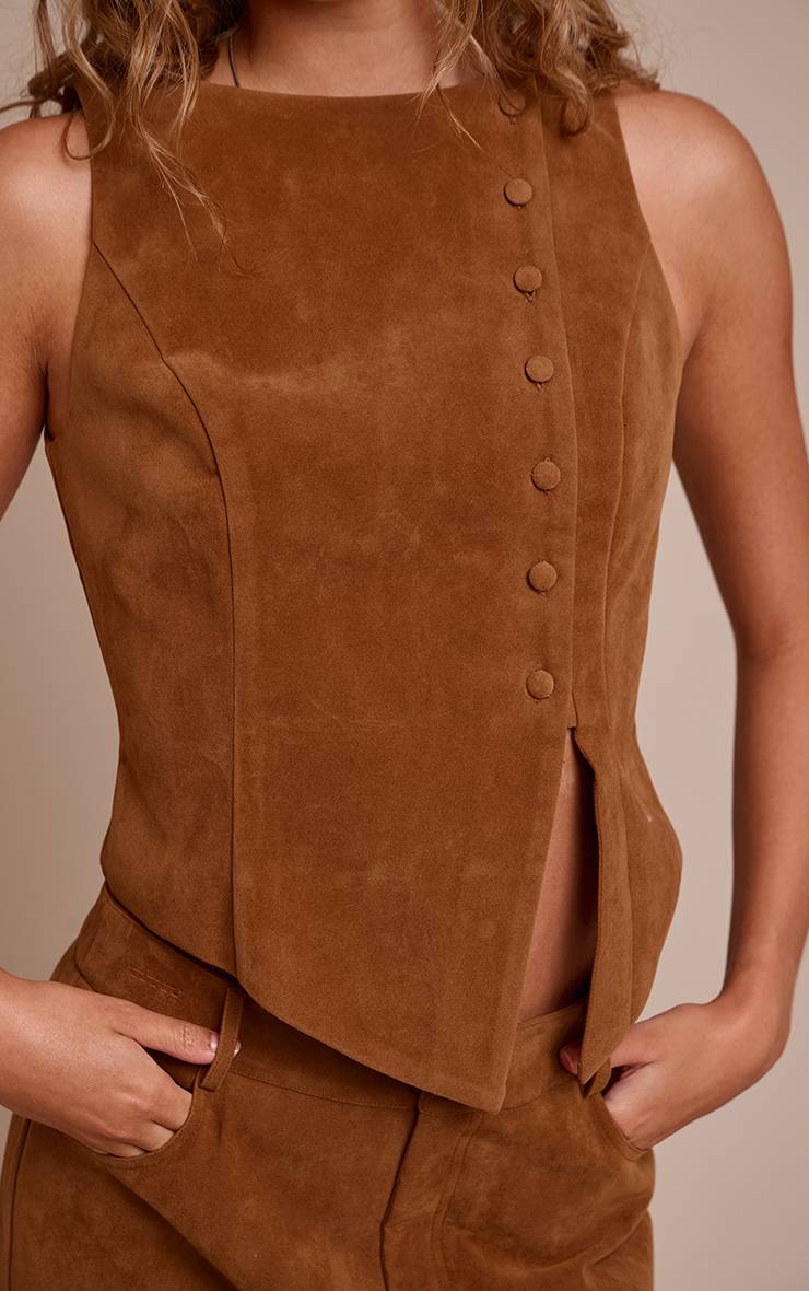 Camel Gilet Asymétrique En Synthétique Avec Détail De Boutons