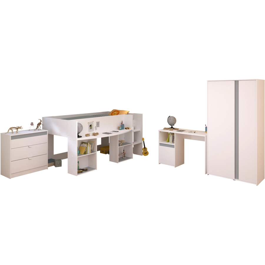 Parisot Kinderzimmer Set 4tlg Pirouette 11  Weiß Weiß