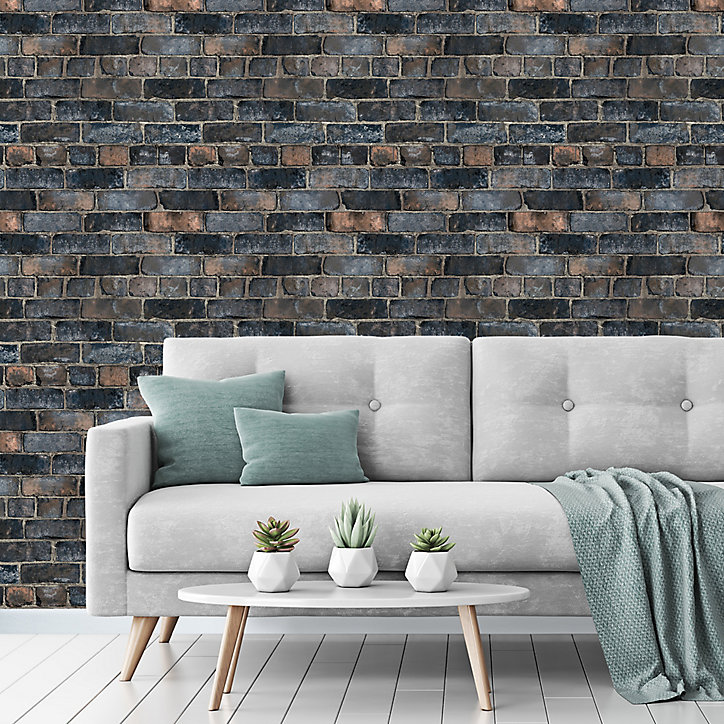 Papier peint Vinyle Intissé GoodHome Elba ble marine et ocre