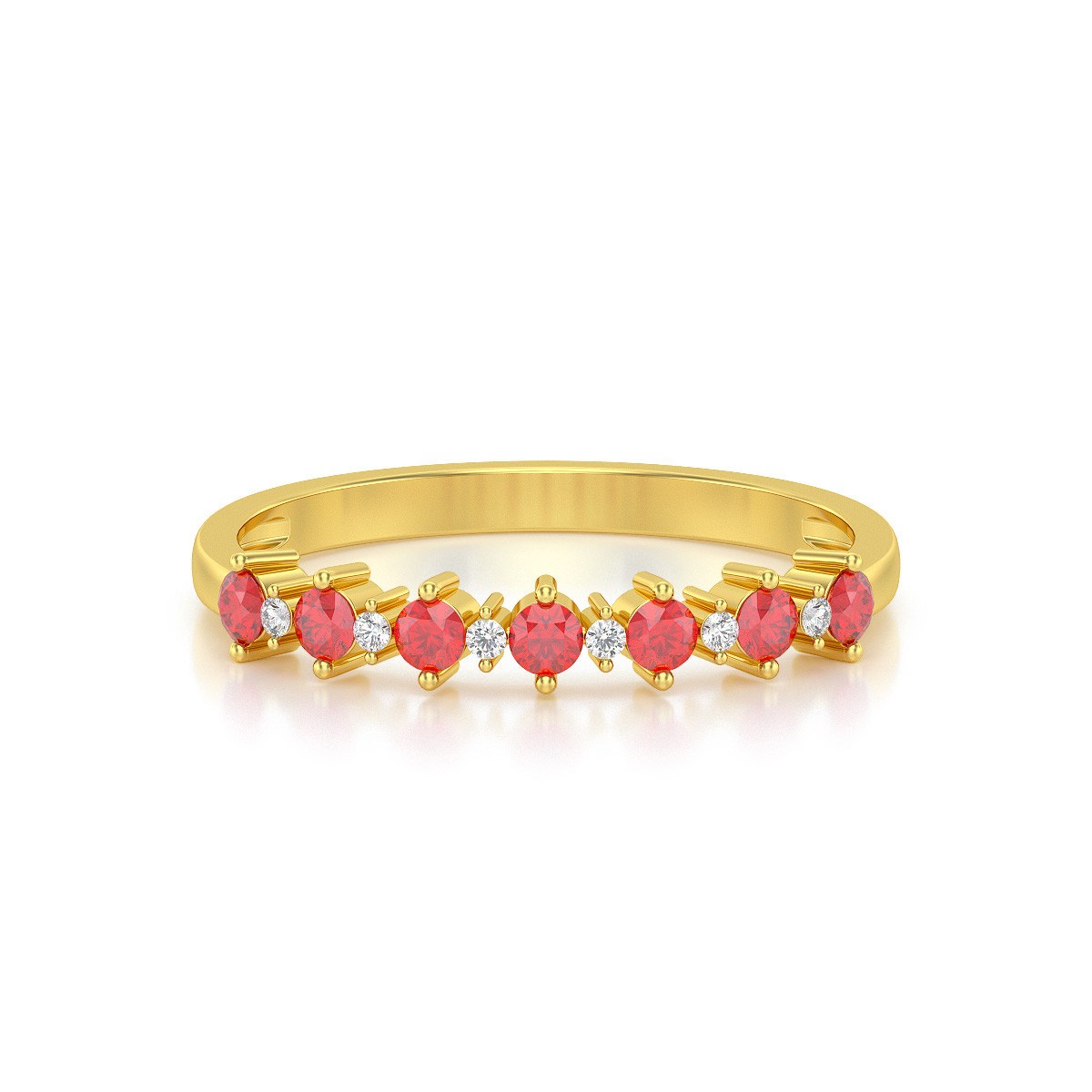 Bague ADEN Or 585 Jaune Rubis et diamants 1.7grs