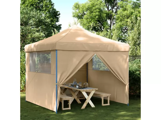 Tente de réception pliable escamotable avec 4 parois latérales