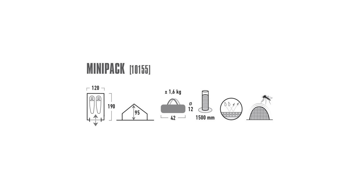 High PeakMinipack 2P noktent  (Blauw/grijs)
