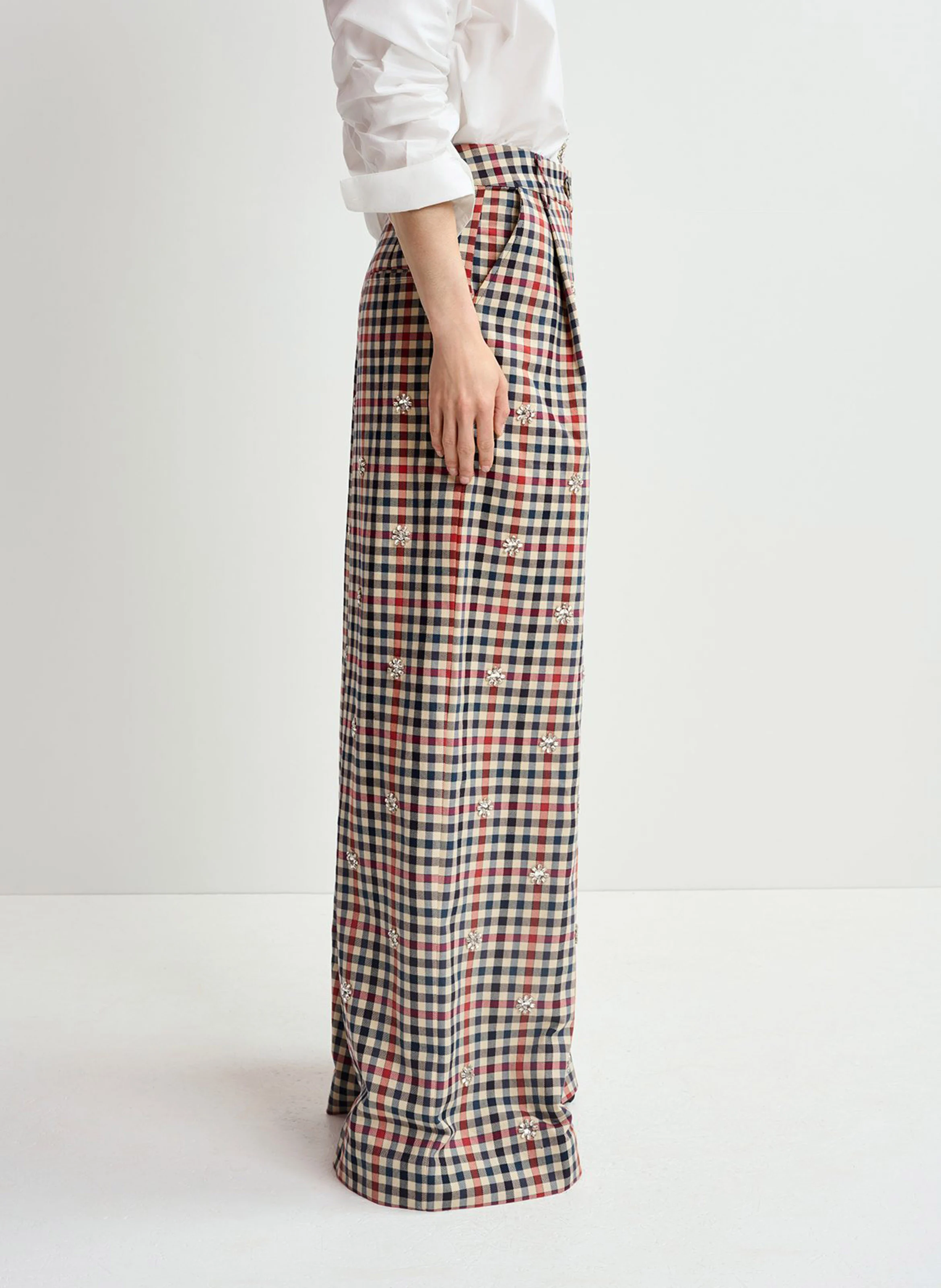 HARMONY - Pantalon large carreaux en coton | Multicolore