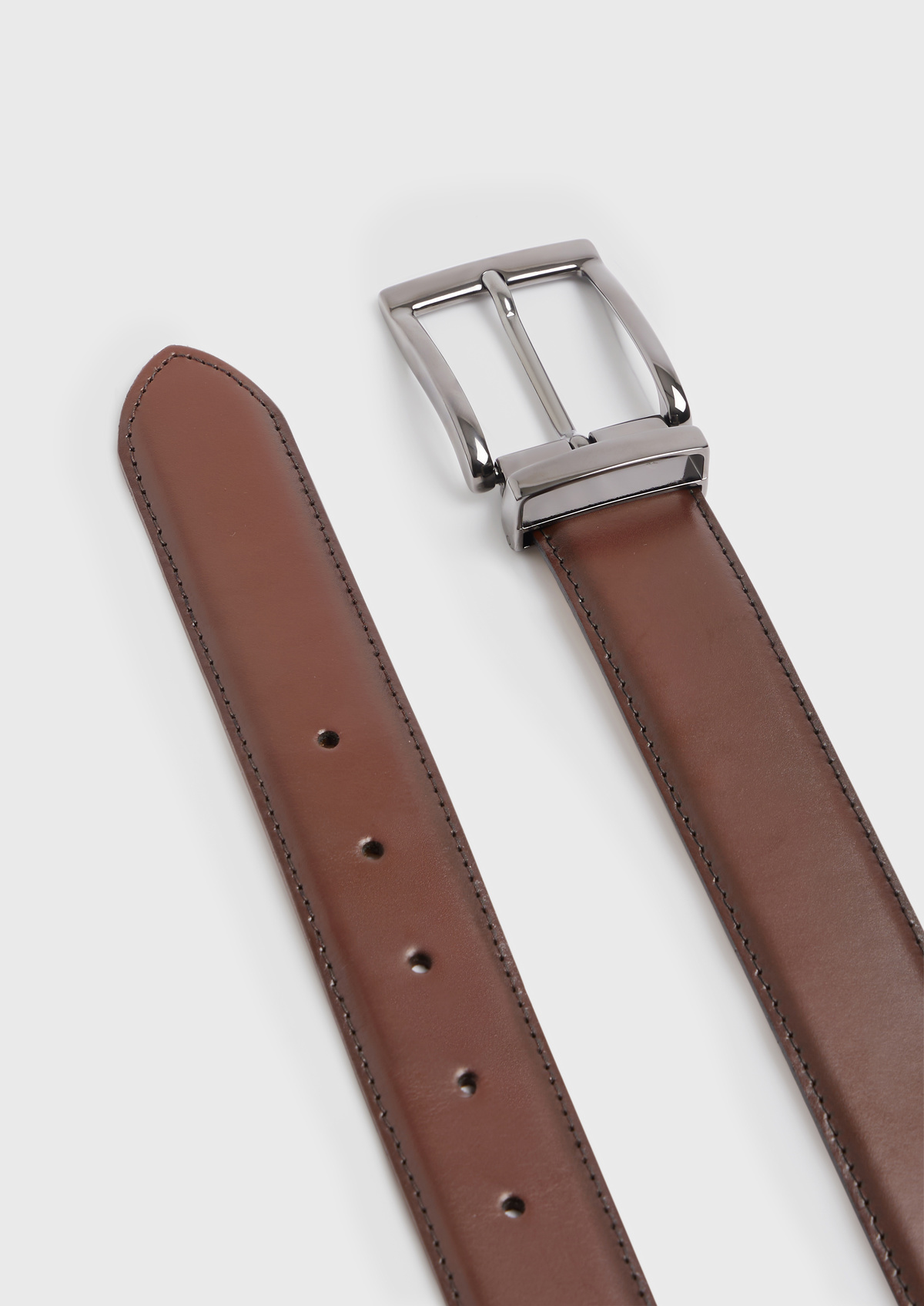 Ceinture ajustable en cuir lisse cognac