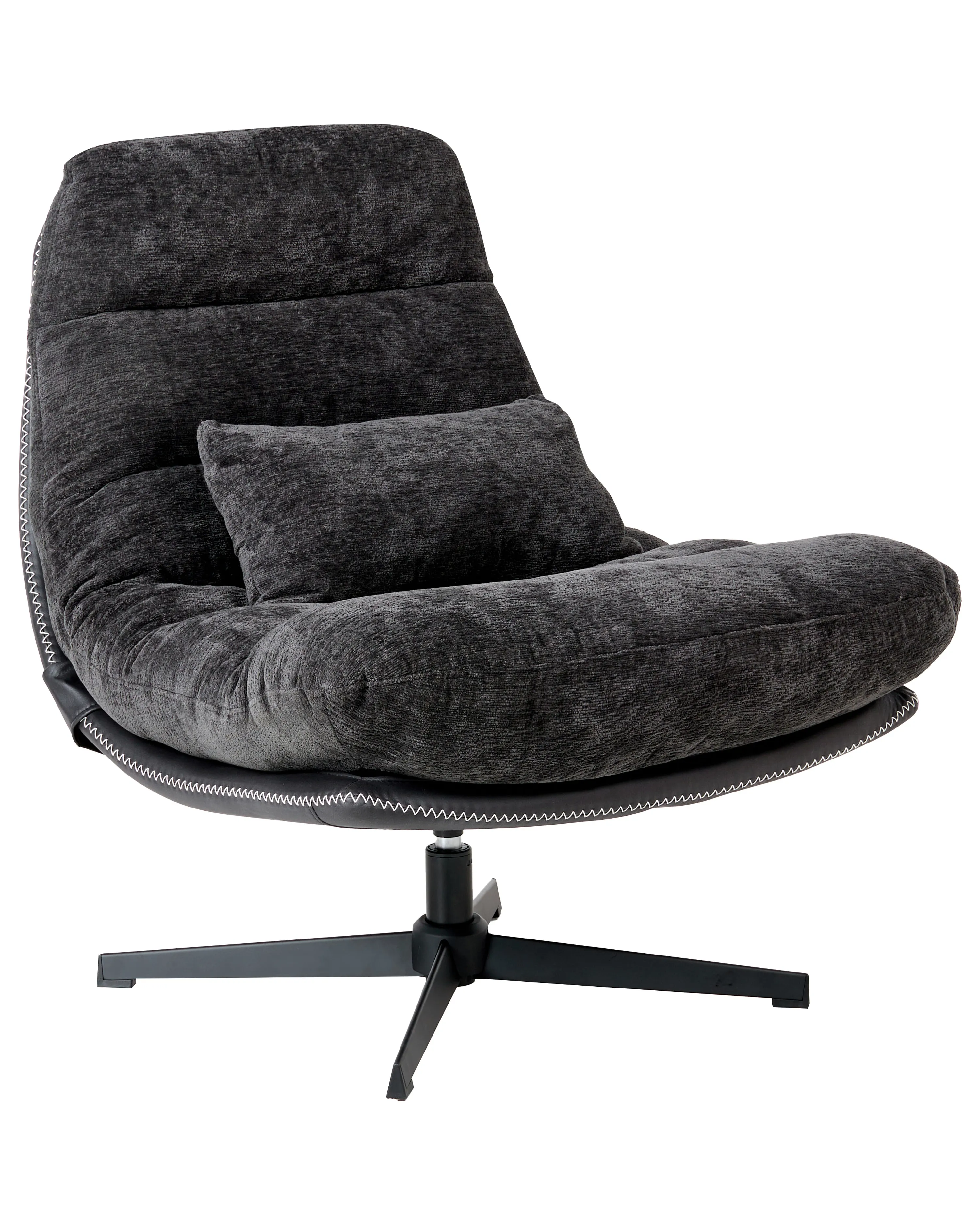 Draaifauteuil TOVIK met voetenbank Chenille Zwart