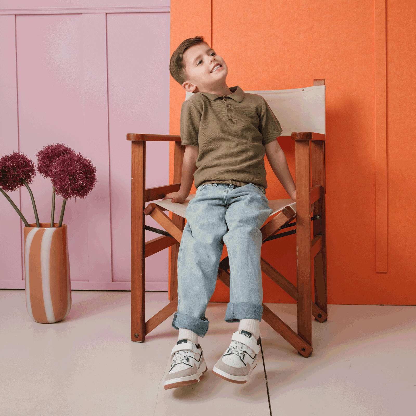 Shoesme wit met groene sneaker Microfiber leer, Suède | Jongens schoenen