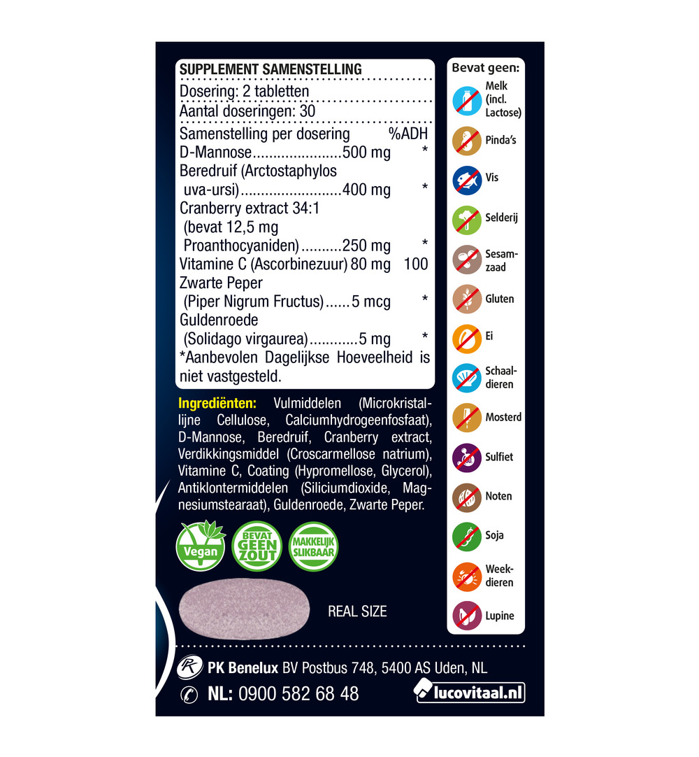 Lucovitaal D-Mannose Cranberry (60 tabletten)