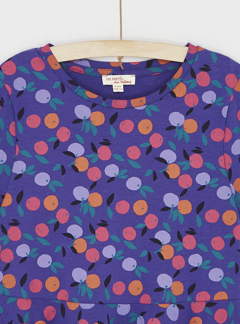 Robe imprimée sur fond bleu pour fille