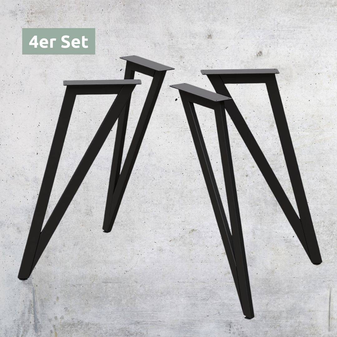 holz4home® Dreieck Tischgestell Metall schwarz – Set aus 4 Füßen