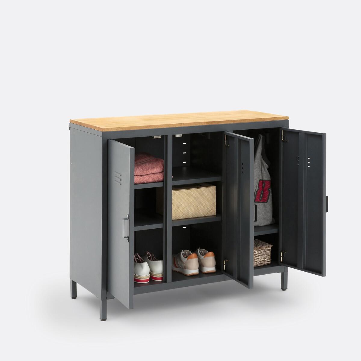 LA REDOUTE INTERIEURS<br>Armário/Guarda-roupa em metal e carvalho, 3 portas Hiba