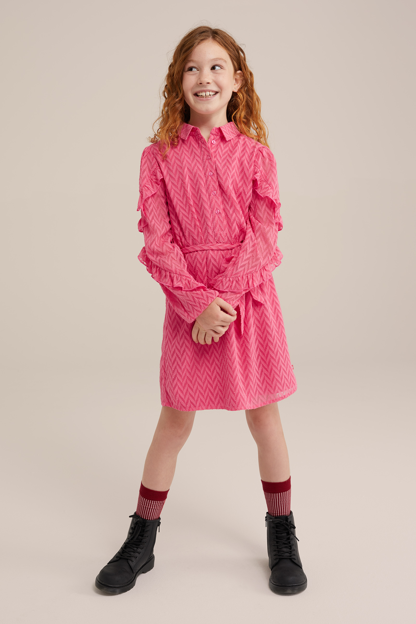 Meisjes jurk met dessin WE Fashion Roze