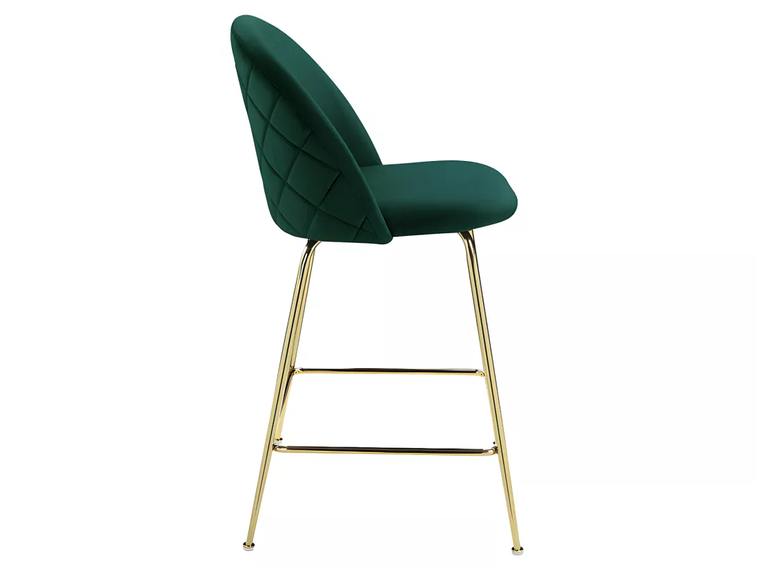 Lot de 2 tabourets de bar en velours et acier inoxydable doré - Vert - MELBOURNE
