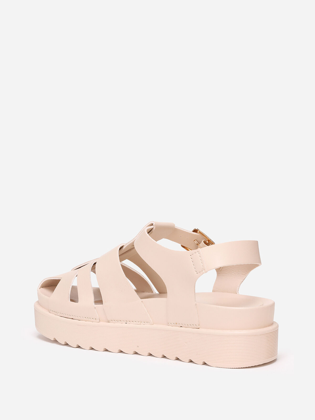 Sandales à plateforme crantée- Beige