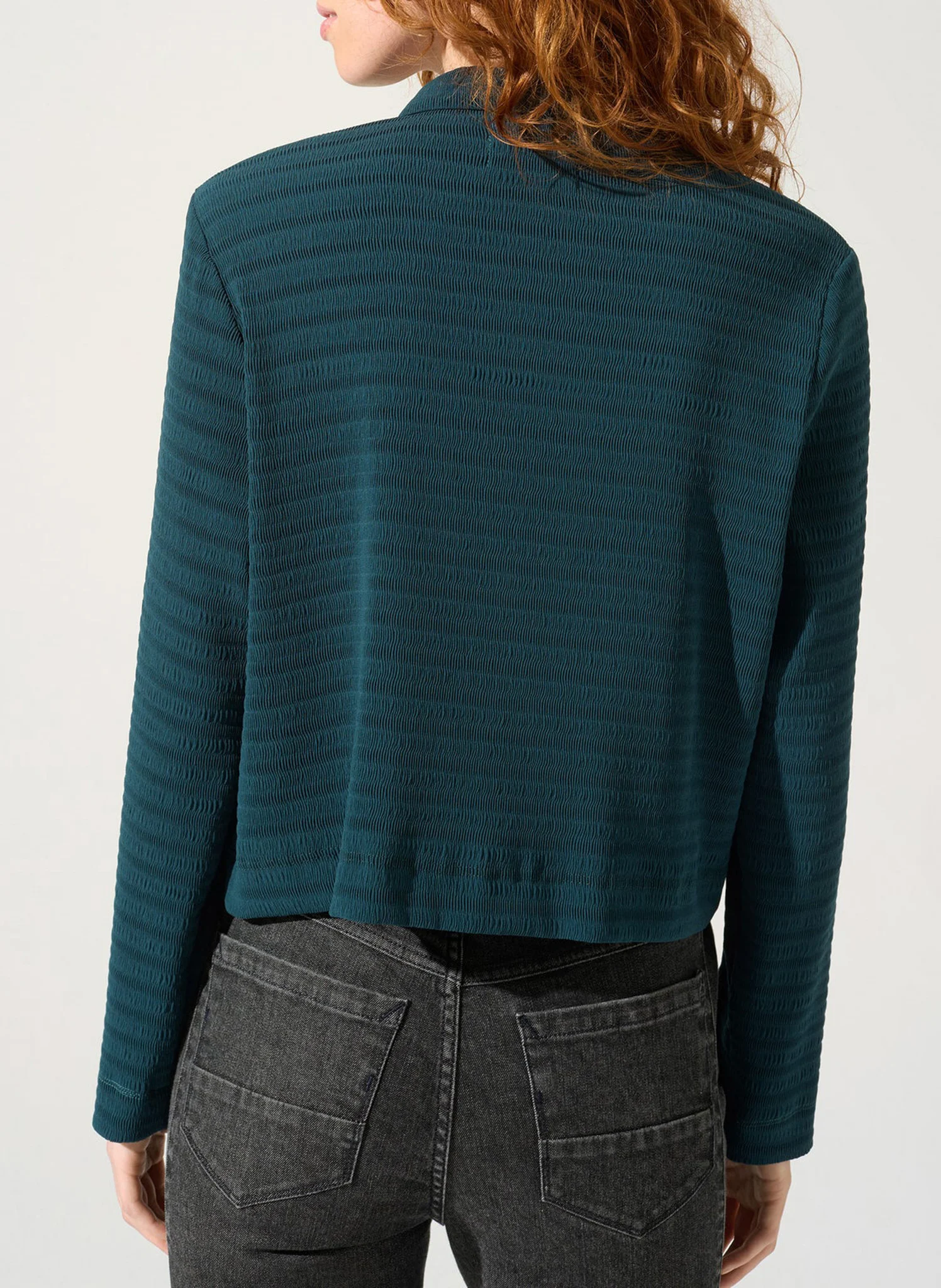 Chemise courte carrée | Bleu