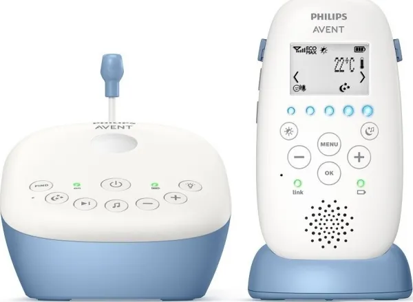 Philips AVENT SCD735/52, DECT babytelefon, 330 m, 330 m, Blå, Hvid, Batteri, Batteri