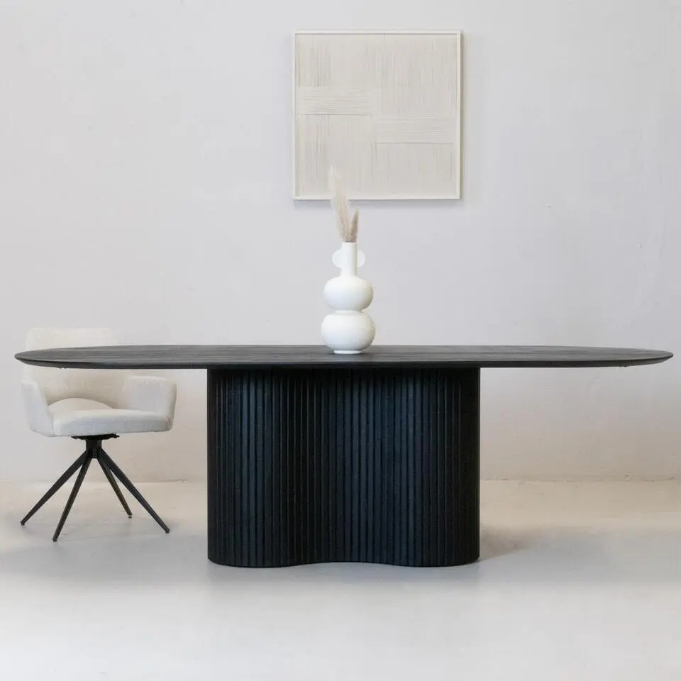 Eettafel Ovaal 240cm - Zwart - Hout - Eettafel Ava