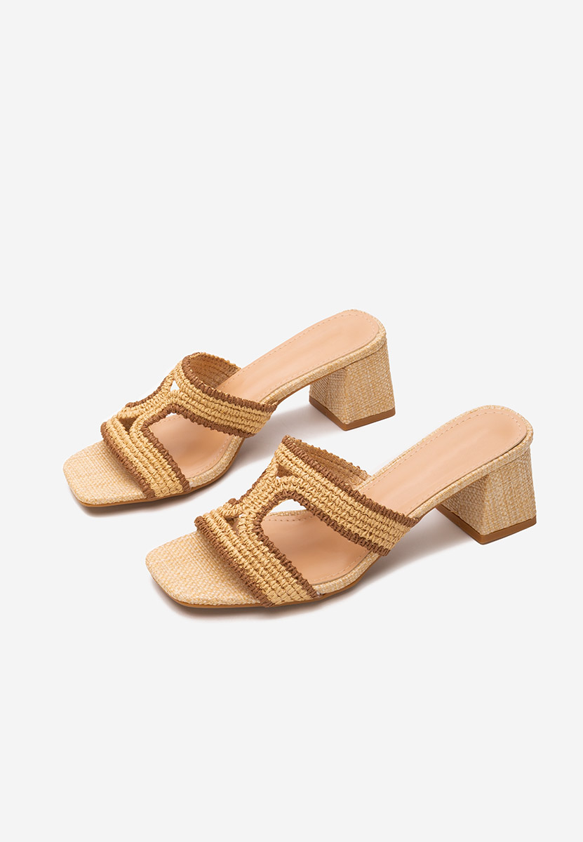 Mules à talon épais beige Zonata