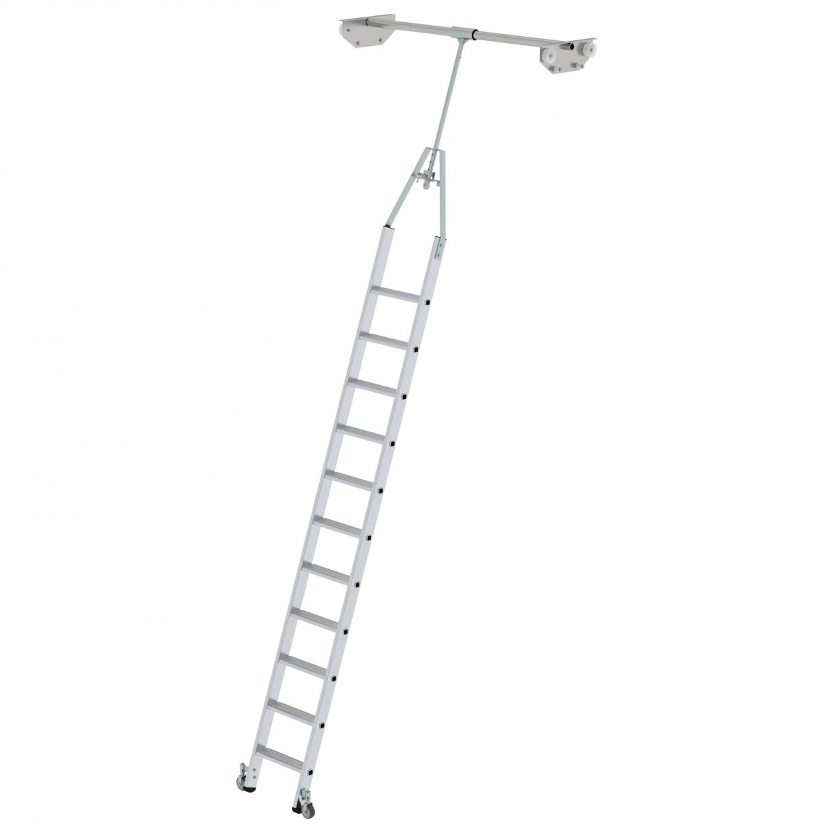 MUNK Aluminium Plankladder voor Dubbele Plankkast, Draaibaar, 11 Treden