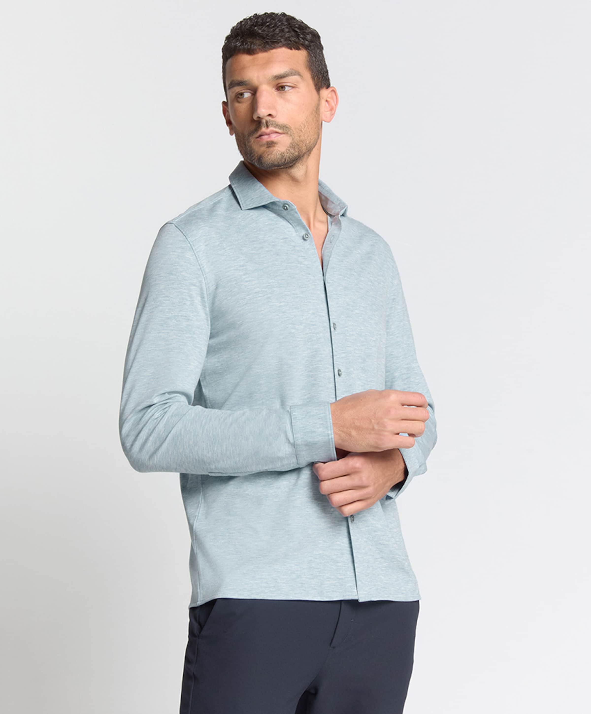 No Excess Heren overhemd lange mouw blauw