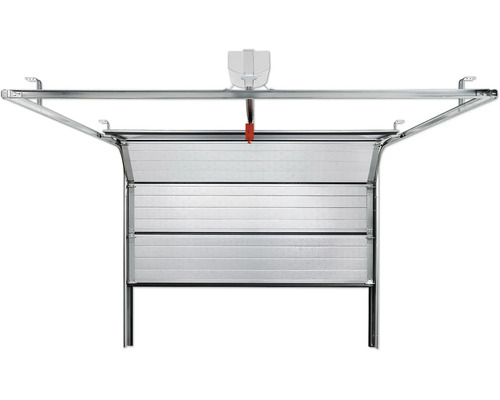 ARON Basic Garagedeur Sectionaaldeur 40 mm L-profiel Slategrain RAL 9010 Zuiver Wit 2500x2125 mm incl. Garagedeuropener, 2 x 2-kanaals handzenders, binnendrukknop IT1-1b