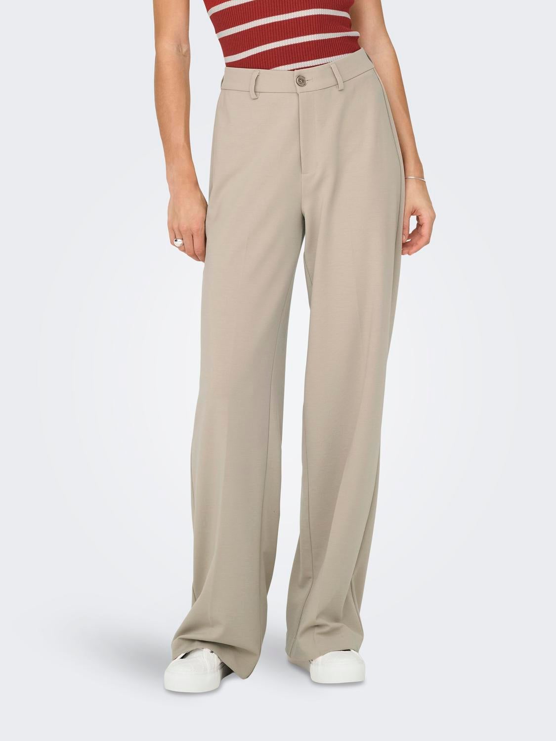 ONLPEACH Hohe Taille Weiter Beinschnitt Hose mit weitem Beinschnitt Simply Taupe