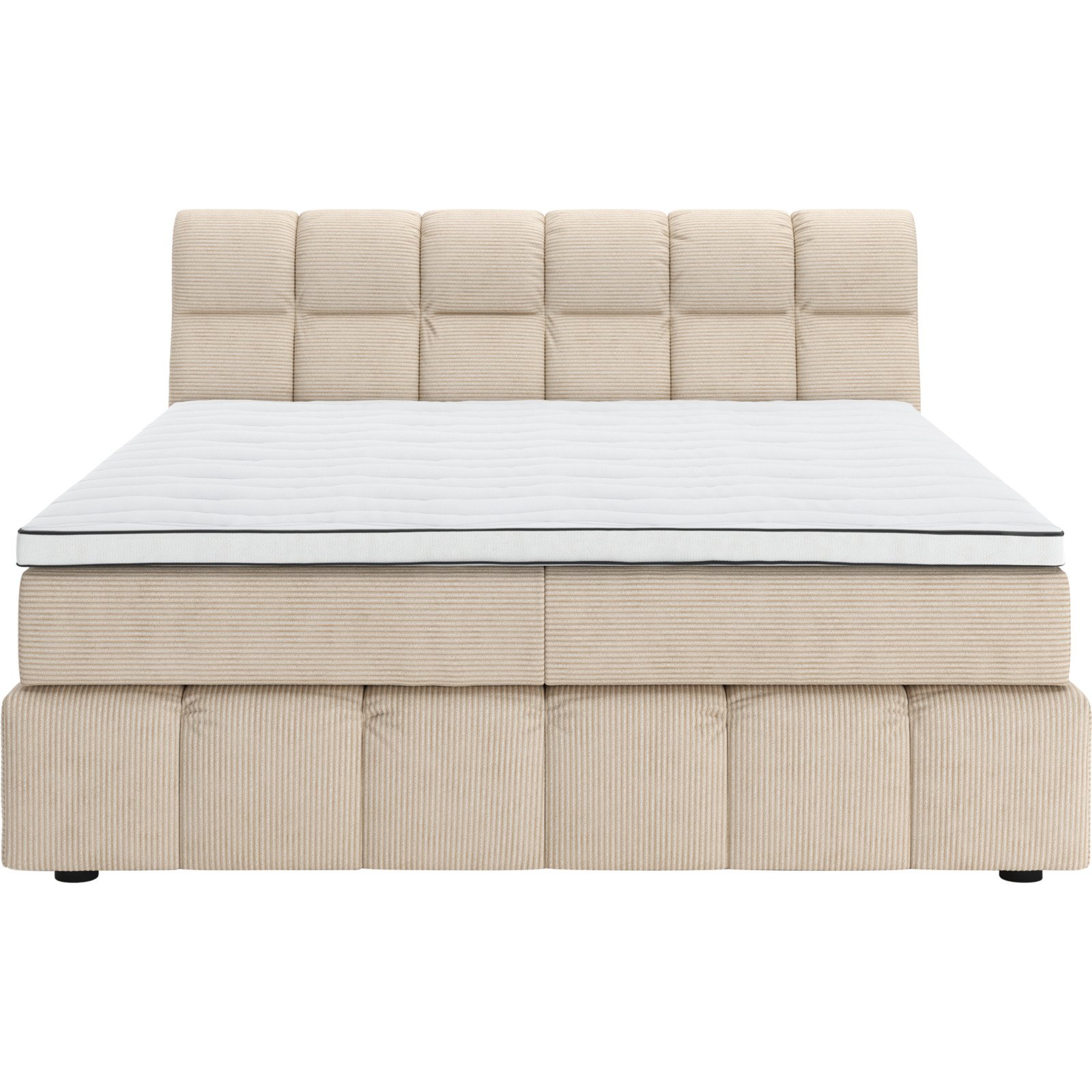 Boxspringbett Downtown Stoff RIB Ivory beige 160 x 200 cm